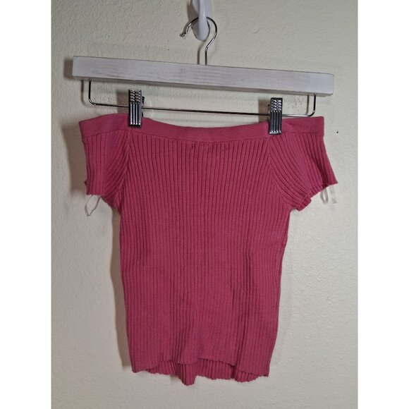 NWT Full Tilt Crop Top Off Shoulder Boho Y2K Pink Size XS - Picture 2 of 4